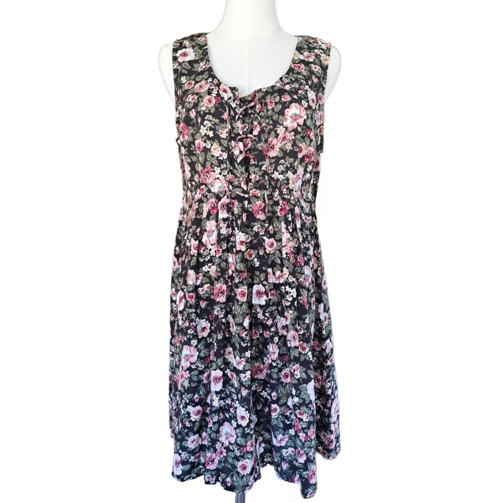 NEW Vintage y2k 90s All That Jazz Floral Laced Babydoll Dress Size 11/12 Black
